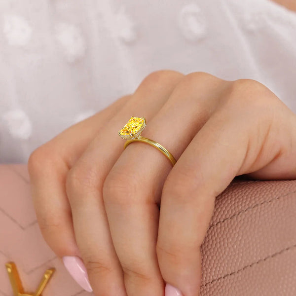 PARIS - Chatham® Radiant Yellow Sapphire & Diamond 18k Yellow Gold Petite Hidden Halo