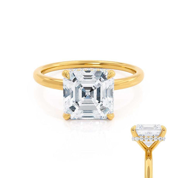 PARIS - Asscher Lab Diamond 18k Yellow Gold Petite Hidden Halo