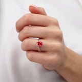 PARIS - Chatham® Elongated Cushion Ruby & Diamond 950 Platinum Petite Hidden Halo
