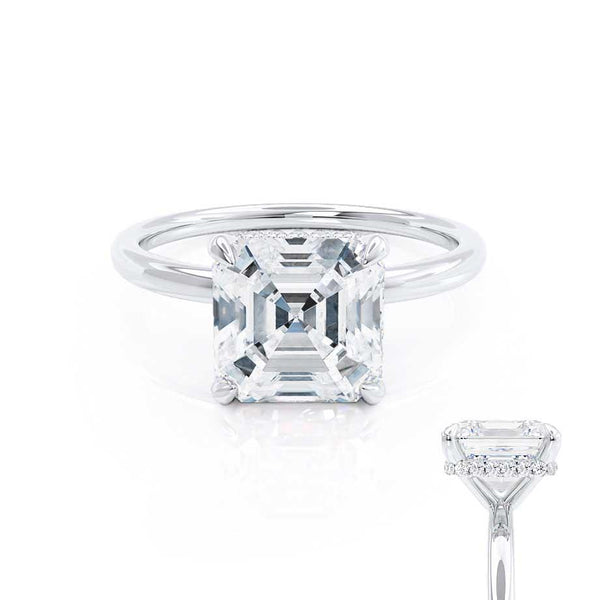 PARIS - Asscher Lab Diamond 18k White Gold Petite Hidden Halo