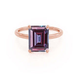 PARIS - Chatham® Emerald Alexandrite & Diamond 18k Rose Gold Petite Hidden Halo