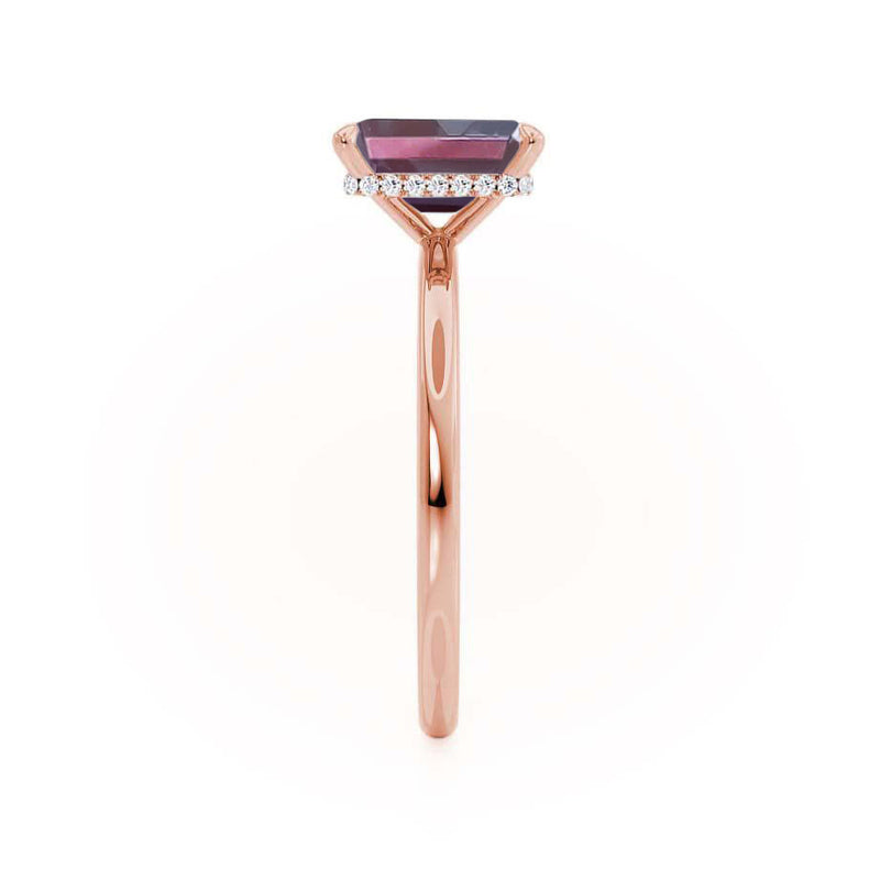 PARIS - Chatham® Emerald Alexandrite & Diamond 18k Rose Gold Petite Hidden Halo