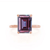 PARIS - Chatham® Emerald Alexandrite & Diamond 18k Rose Gold Petite Hidden Halo