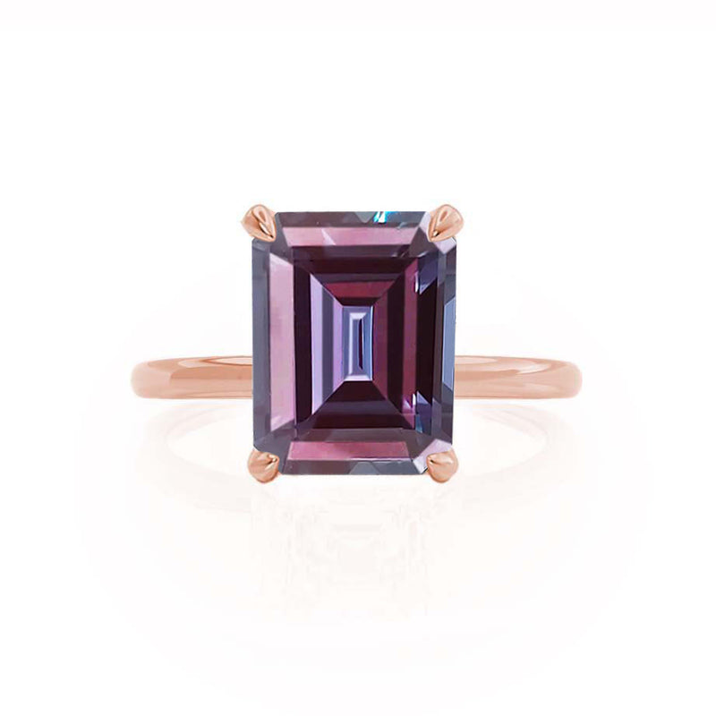 PARIS - Chatham® Emerald Alexandrite & Diamond 18k Rose Gold Petite Hidden Halo