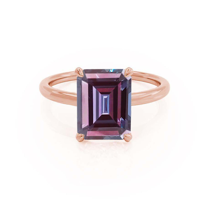 PARIS - Chatham® Emerald Alexandrite & Diamond 18k Rose Gold Petite Hidden Halo