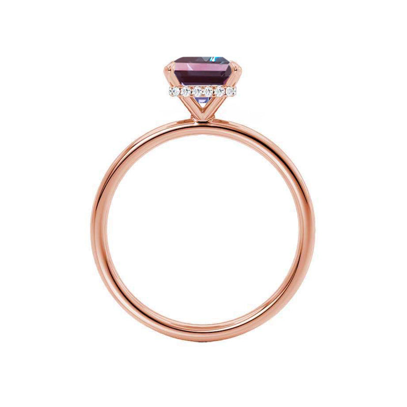 PARIS - Chatham® Emerald Alexandrite & Diamond 18k Rose Gold Petite Hidden Halo