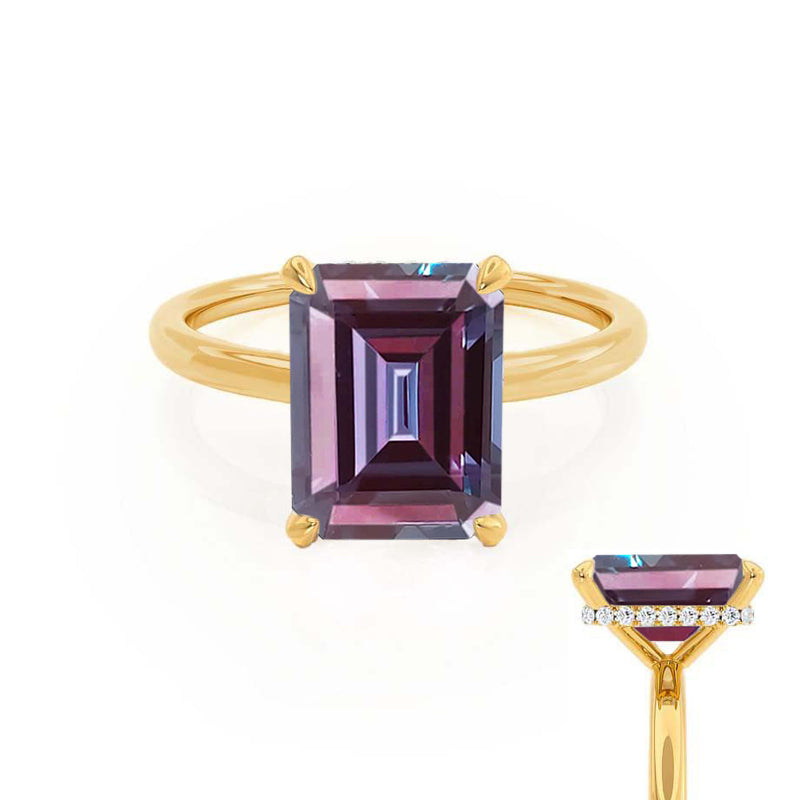 PARIS - Chatham® Emerald Alexandrite & Diamond 18k Yellow Gold Petite Hidden Halo