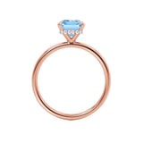 PARIS - Chatham® Emerald Aqua Spinel & Diamond 18k Rose Gold Petite Hidden Halo