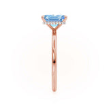 PARIS - Chatham® Emerald Aqua Spinel & Diamond 18k Rose Gold Petite Hidden Halo