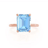 PARIS - Chatham® Emerald Aqua Spinel & Diamond 18k Rose Gold Petite Hidden Halo