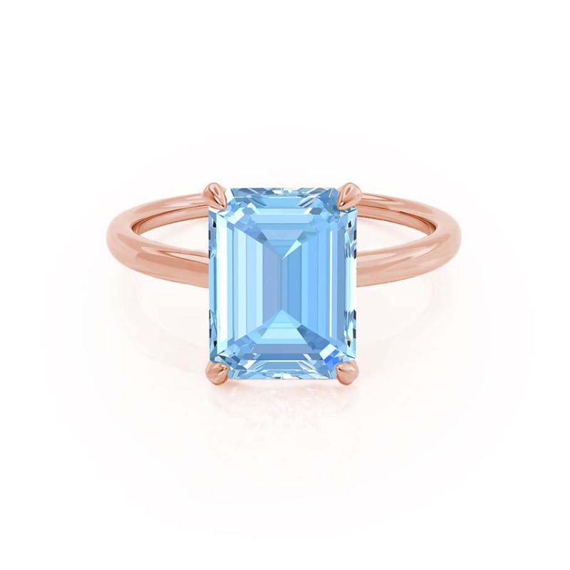 PARIS - Chatham® Emerald Aqua Spinel & Diamond 18k Rose Gold Petite Hidden Halo