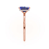 PARIS - Chatham® Emerald Blue Sapphire & Diamond 18k Rose Gold Petite Hidden Halo