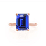 PARIS - Chatham® Emerald Blue Sapphire & Diamond 18k Rose Gold Petite Hidden Halo