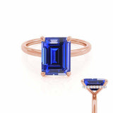 PARIS - Chatham® Emerald Blue Sapphire & Diamond 18k Rose Gold Petite Hidden Halo