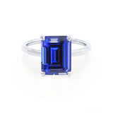 PARIS - Chatham® Emerald Blue Sapphire & Diamond 950 Platinum Petite Hidden Halo