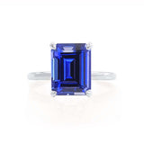 PARIS - Chatham® Emerald Blue Sapphire & Diamond 950 Platinum Petite Hidden Halo