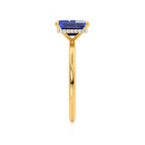 PARIS - Chatham® Emerald Blue Sapphire & Diamond 18k Yellow Gold Petite Hidden Halo