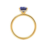 PARIS - Chatham® Emerald Blue Sapphire & Diamond 18k Yellow Gold Petite Hidden Halo