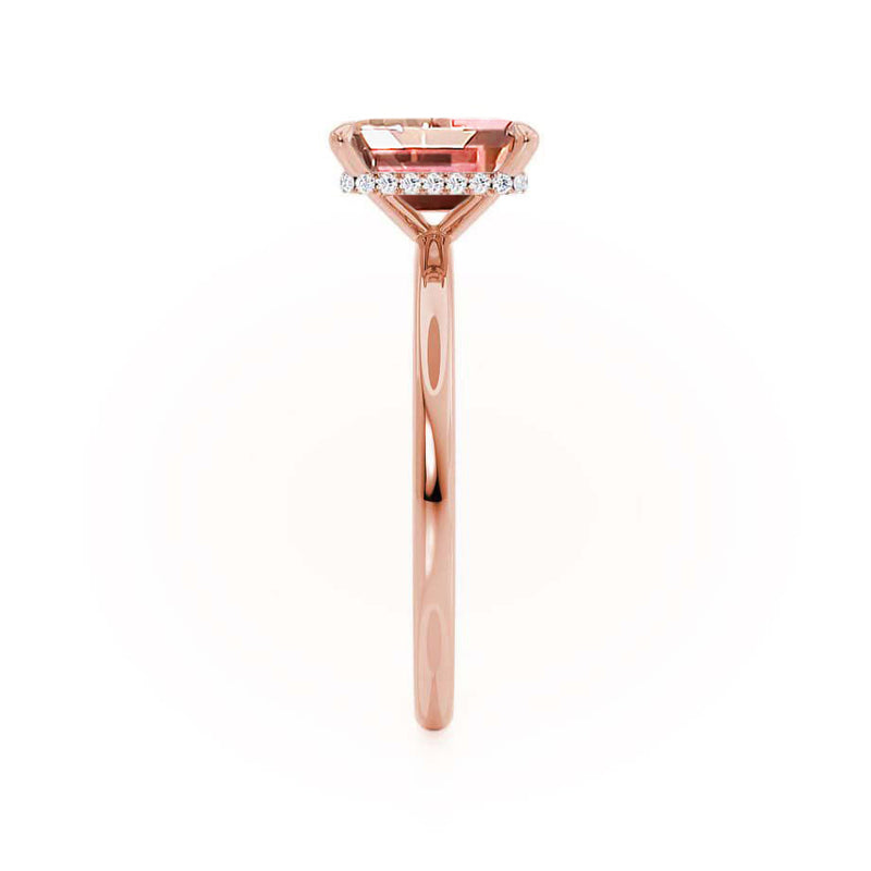 PARIS - Chatham® Emerald Champagne Sapphire & Diamond 18k Rose Gold Petite Hidden Halo