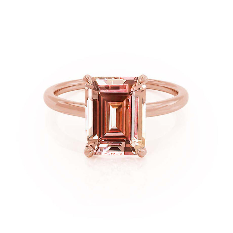 PARIS - Chatham® Emerald Champagne Sapphire & Diamond 18k Rose Gold Petite Hidden Halo