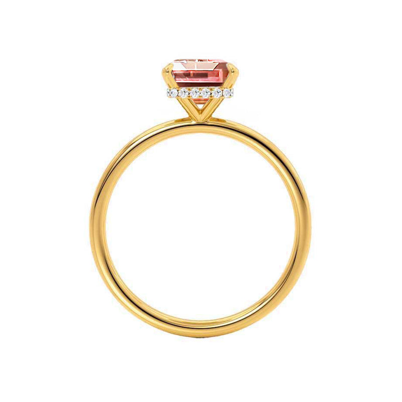 PARIS - Chatham® Emerald Champagne Sapphire & Diamond 18k Yellow Gold Petite Hidden Halo