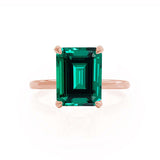 PARIS - Chatham® Green Emerald & Diamond 18k Rose Gold Petite Hidden Halo