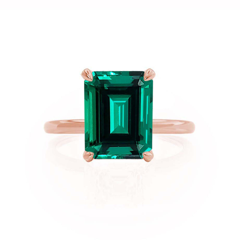 PARIS - Chatham® Green Emerald & Diamond 18k Rose Gold Petite Hidden Halo