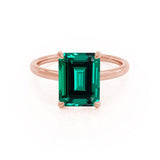 PARIS - Chatham® Green Emerald & Diamond 18k Rose Gold Petite Hidden Halo