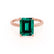 PARIS - Green Emerald & Diamond 18k Rose Gold Petite Hidden Halo