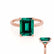 PARIS - Green Emerald & Diamond 18k Rose Gold Petite Hidden Halo