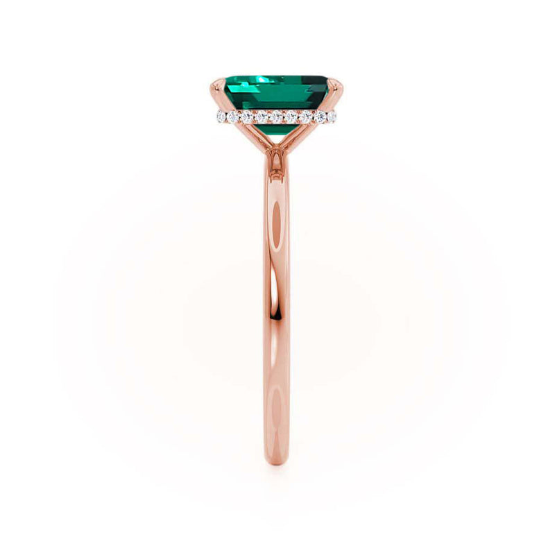 PARIS - Chatham® Green Emerald & Diamond 18k Rose Gold Petite Hidden Halo