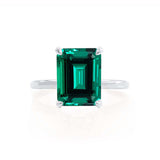 PARIS - Chatham® Green Emerald & Diamond 18k White Gold Petite Hidden Halo