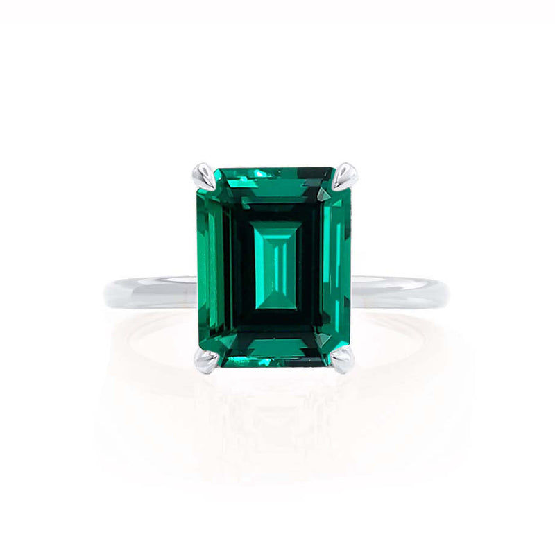 PARIS - Chatham® Green Emerald & Diamond 950 Platinum Petite Hidden Halo