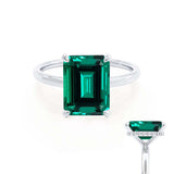 PARIS - Chatham® Green Emerald & Diamond 18k White Gold Petite Hidden Halo