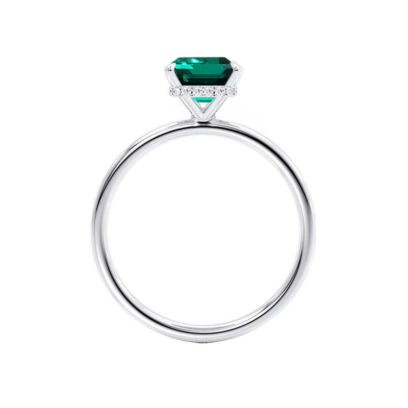 PARIS - Chatham® Green Emerald & Diamond 18k White Gold Petite Hidden Halo