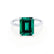 PARIS - Green Emerald & Diamond 18k White Gold Petite Hidden Halo