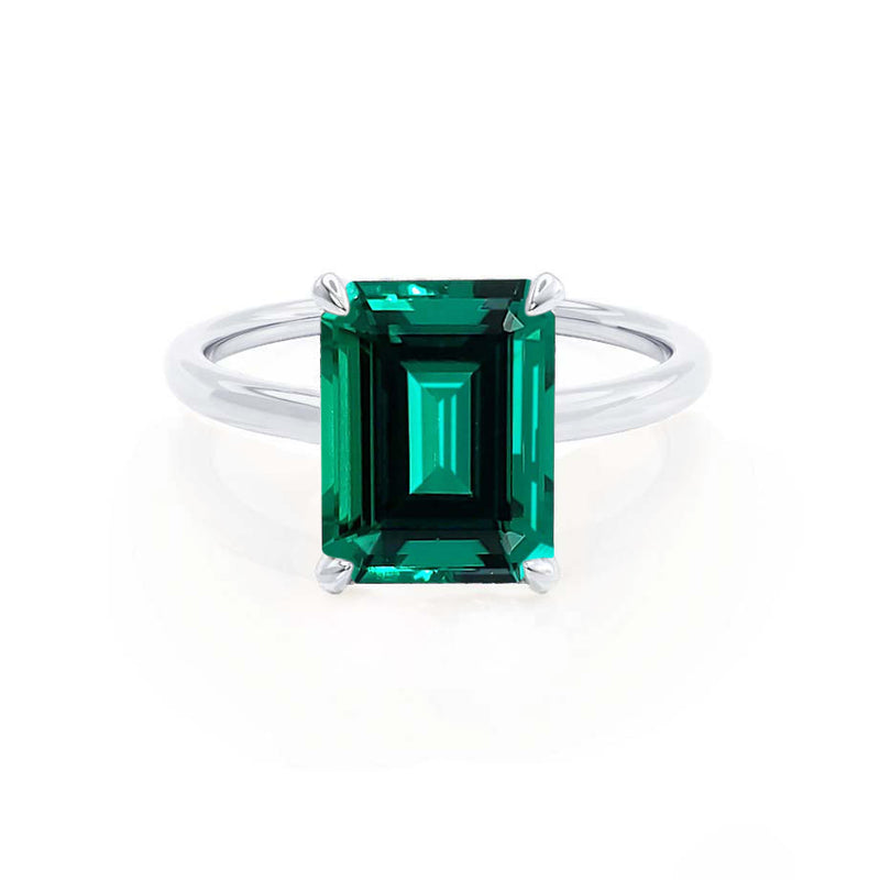 PARIS - Chatham® Green Emerald & Diamond 950 Platinum Petite Hidden Halo