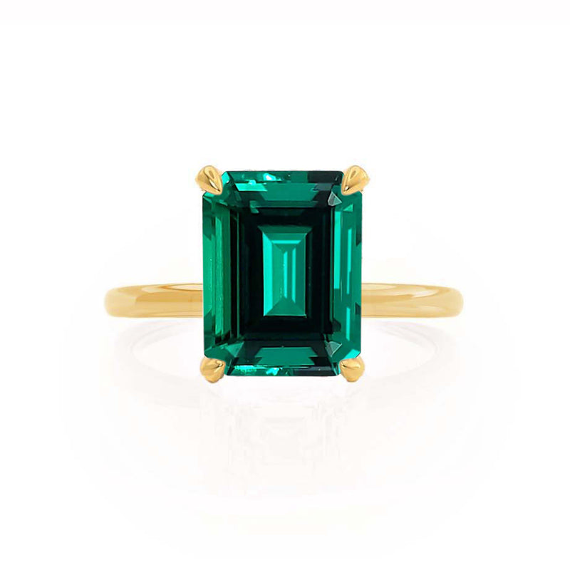 PARIS - Chatham® Green Emerald & Diamond 18k Yellow Gold Petite Hidden Halo