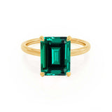 PARIS - Chatham® Green Emerald & Diamond 18k Yellow Gold Petite Hidden Halo