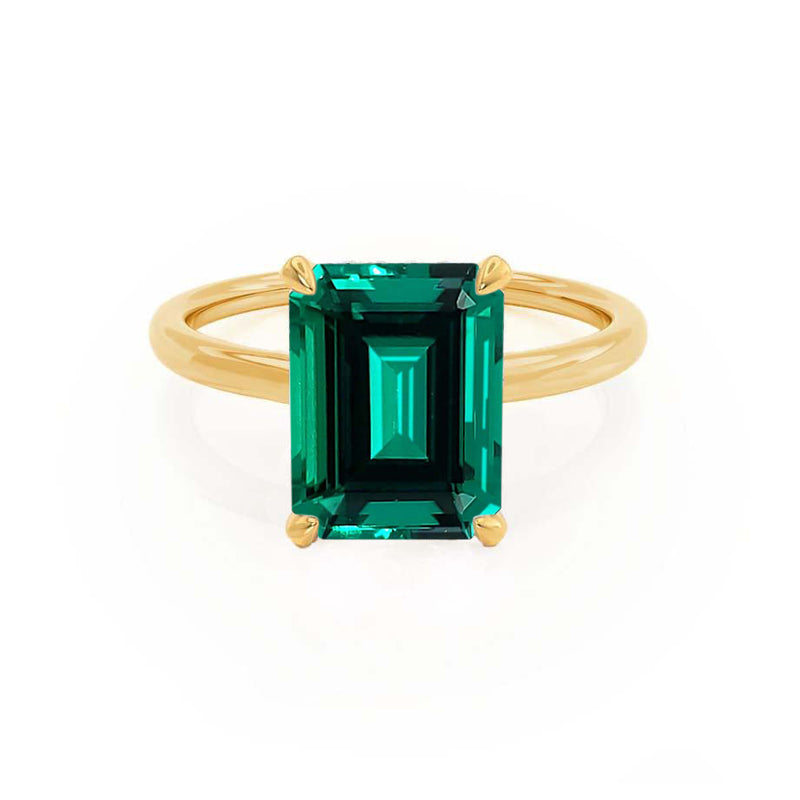 PARIS - Chatham® Green Emerald & Diamond 18k Yellow Gold Petite Hidden Halo