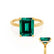 PARIS - Green Emerald & Diamond 18k Yellow Gold Petite Hidden Halo