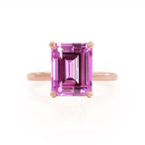 PARIS - Chatham® Emerald Pink Sapphire & Diamond 18k Rose Gold Petite Hidden Halo