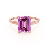 PARIS - Chatham® Emerald Pink Sapphire & Diamond 18k Rose Gold Petite Hidden Halo