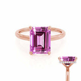 PARIS - Chatham® Emerald Pink Sapphire & Diamond 18k Rose Gold Petite Hidden Halo