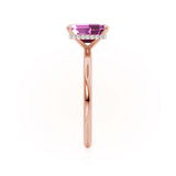 PARIS - Chatham® Emerald Pink Sapphire & Diamond 18k Rose Gold Petite Hidden Halo