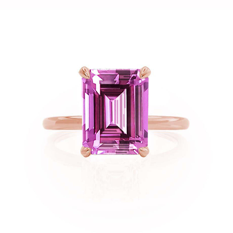 PARIS - Chatham® Emerald Pink Sapphire & Diamond 18k Rose Gold Petite Hidden Halo