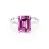 PARIS - Chatham® Emerald Pink Sapphire & Diamond 950 Platinum Petite Hidden Halo