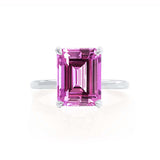 PARIS - Chatham® Emerald Pink Sapphire & Diamond 18k White Gold Petite Hidden Halo