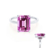 PARIS - Chatham® Emerald Pink Sapphire & Diamond 18k White Gold Petite Hidden Halo