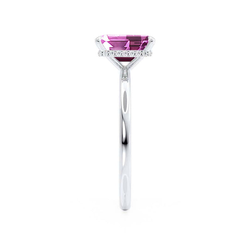 PARIS - Chatham® Emerald Pink Sapphire & Diamond 950 Platinum Petite Hidden Halo